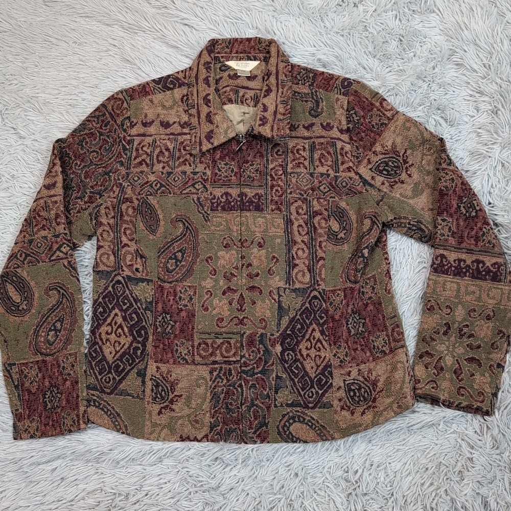 Christopher & Banks Jacket Womens M Petite Multicolor Casual Comfy Zip Up